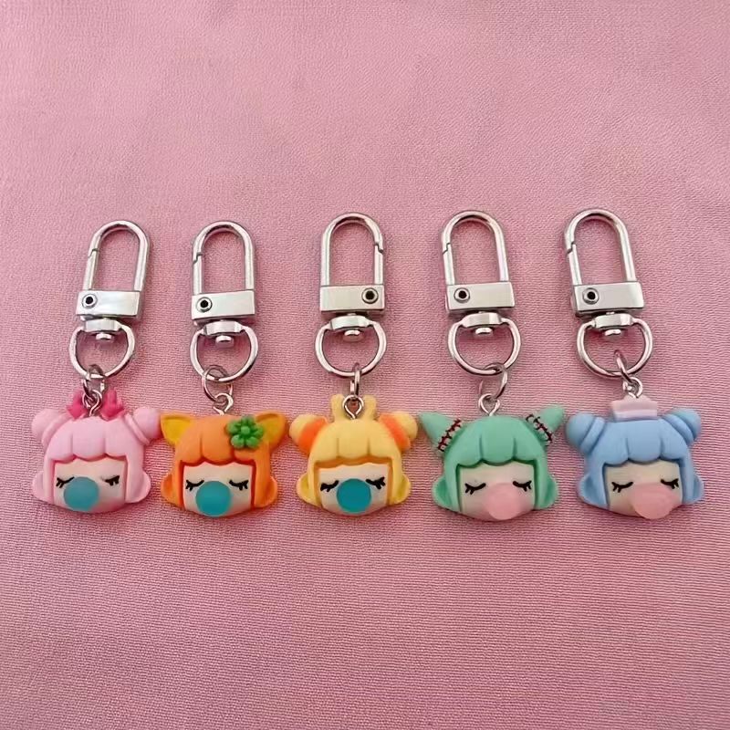 Carabiner Keychain - 5pcs resin girl keychain, suitable for