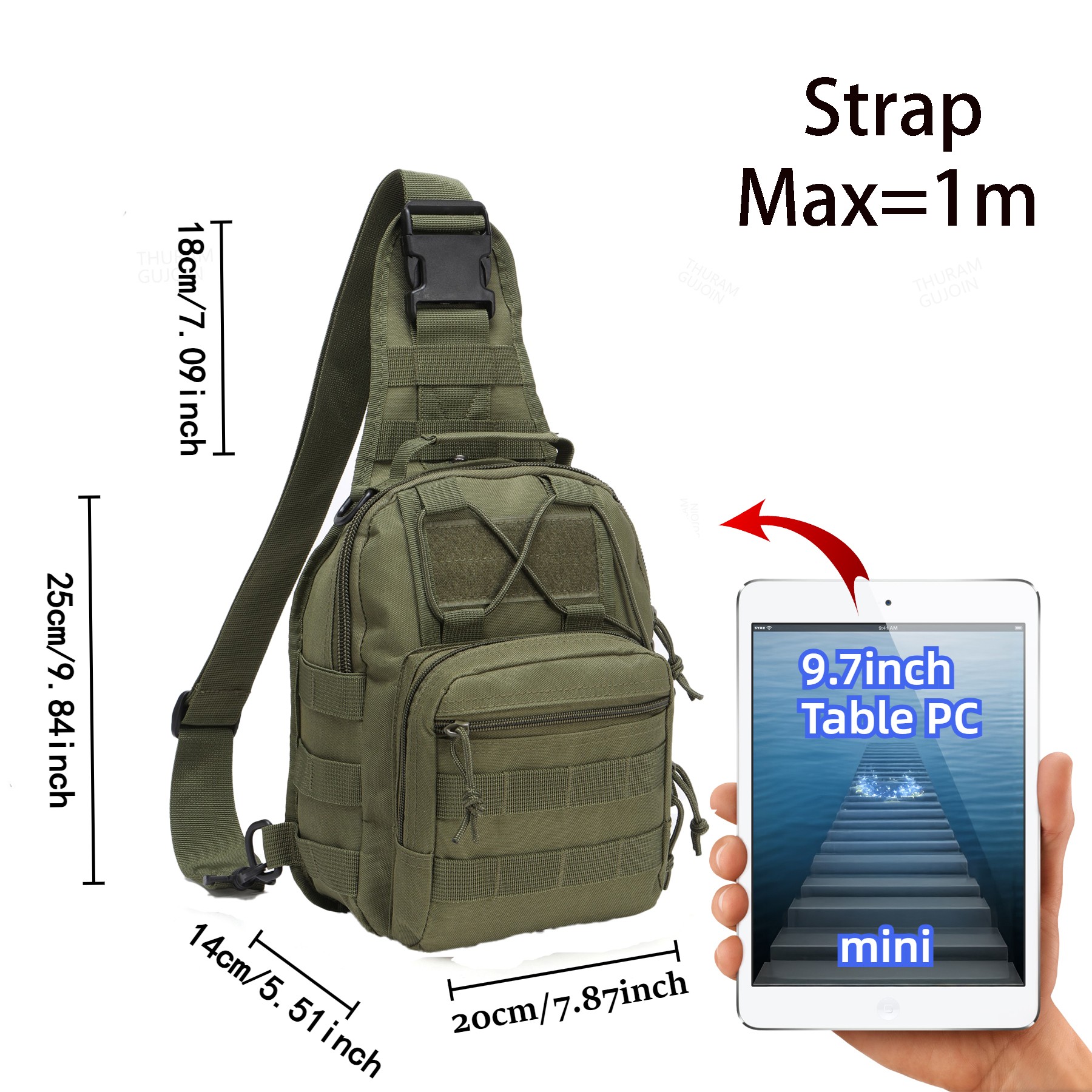 THURAM Outdoor Tactical Bag Ba - Edc Carry Bag ulasan dan harga