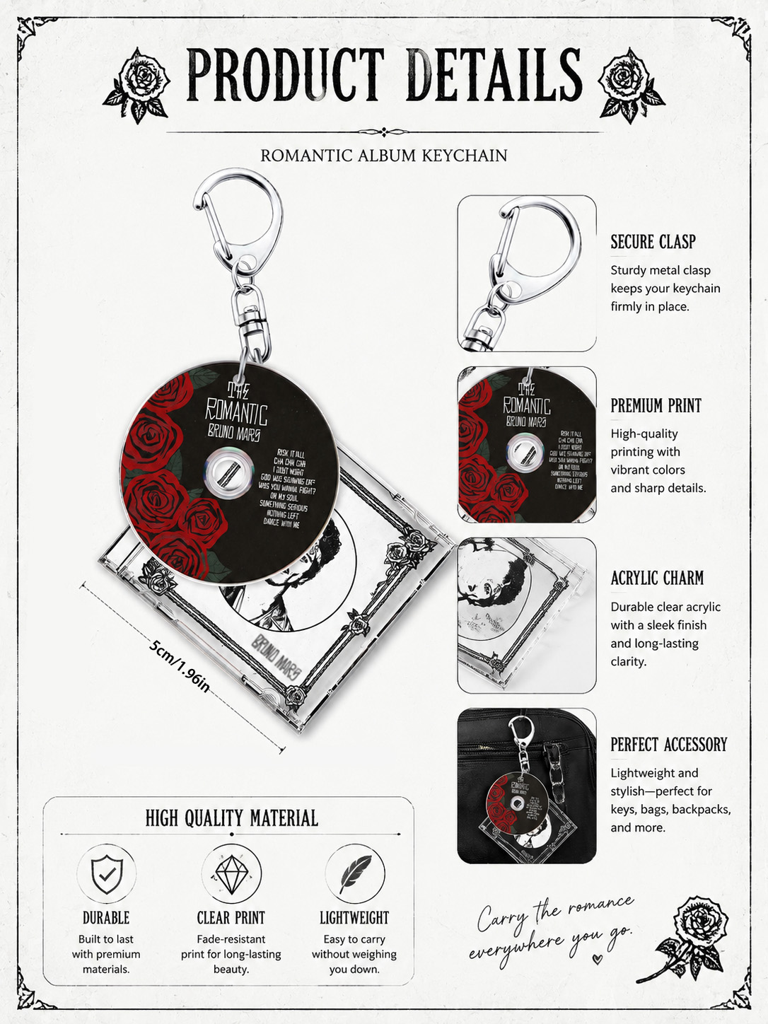 Bruno Keychain，The Romantic，Ma - Carabiner Keychain ulasan dan harga